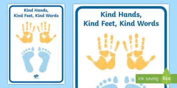 Kind Hands Kind Feet Kind Words Display Poster Twinkl