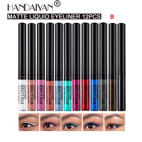 Set 12 Bút Kẻ Mắt Nước Túi HANDAIYAN Liquid Matte Eyeliner Màu Sắc