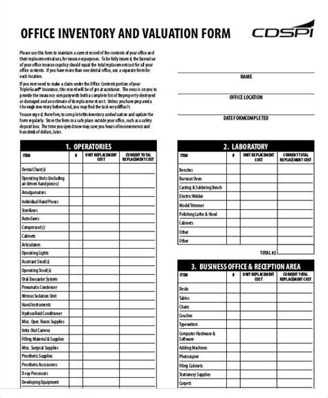 7 Office Inventory Templates Free Sample Example Format Download