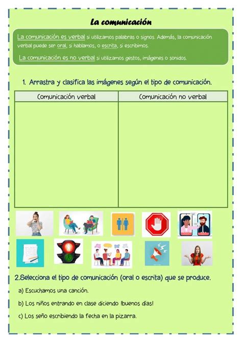 Ejercicio interactivo de La comunicación para tercero de primaria