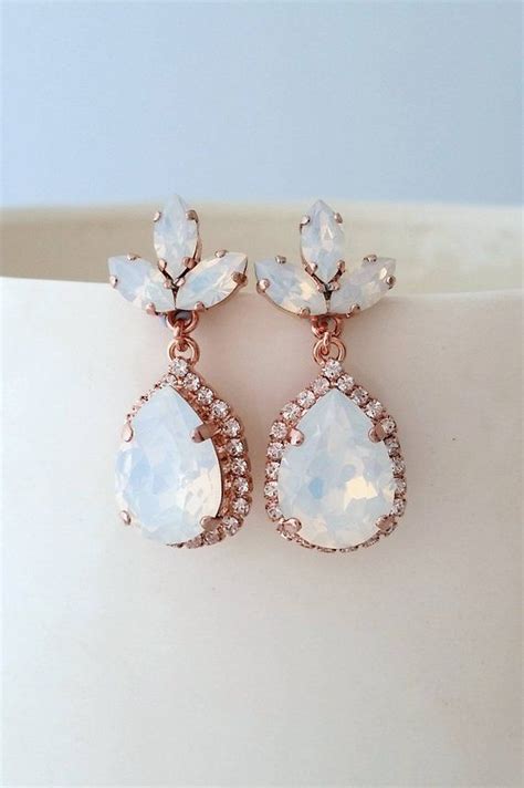 White Opal Earringsbridal Earringswhite Opal Chandelier Etsy Israel