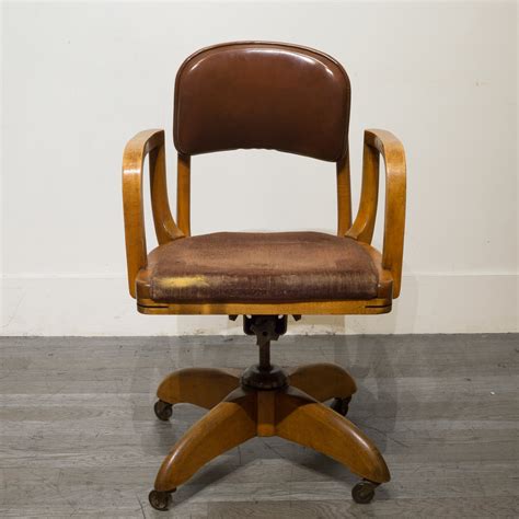 Adjustable Solid Oak Swivel Desk Chair C1930 S16 Home