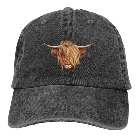 Scottish Hairy Highland Cow Hats For Men Women Vintage Baseball Cap