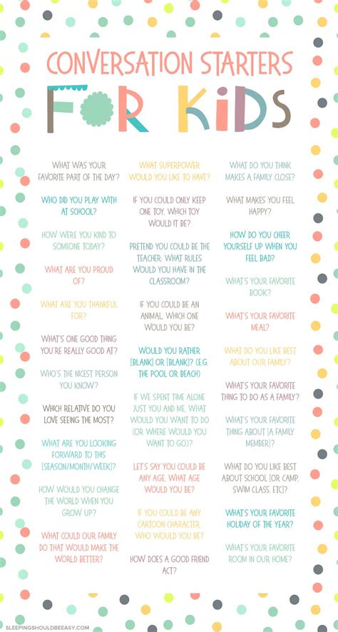 31 Powerful Conversation Starters For Kids Sleeping Should Be Easy