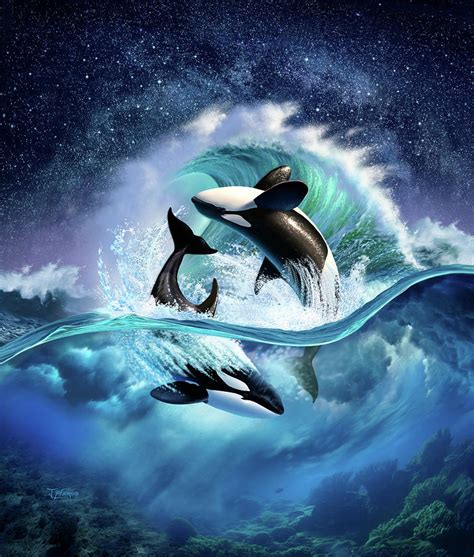 Orca Wave Digital Art By Jerry Lofaro