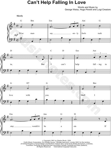 Print And Download Sheet Music For Can T Help Falling In Love By Elvis Presley Sheet Music Arra