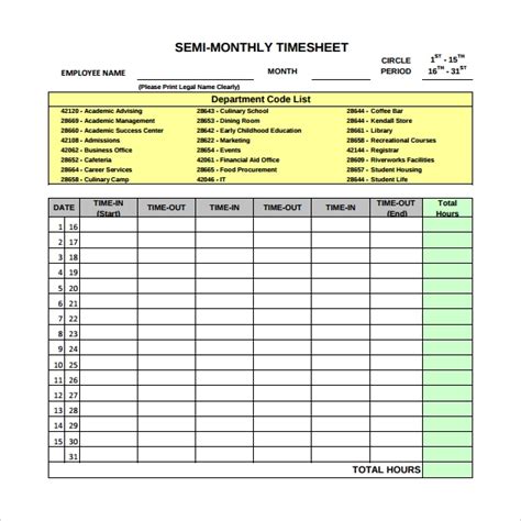 8 Monthly Timesheet Calculators Samples Examples And Formats Sample