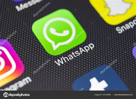 Whatsapp Messenger Application Icon On Apple Iphone 8 Smartphone Screen