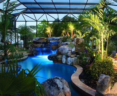 Looking At Grotto Waterfall From Spa Indoor Pool Design Pool Houses