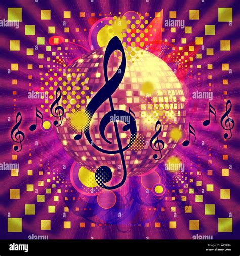 Illustration Of Abstract Musical Background With Music Notes And Disco