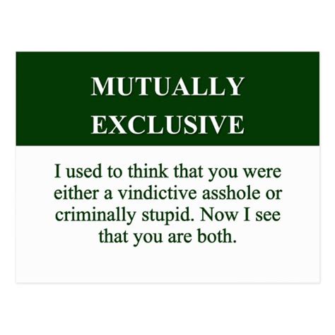 Defining the Meaning of Mutually Exclusive (2) Postcard | Zazzle.com