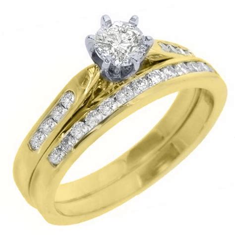 Thejewelrymaster 14k Yellow Gold Round Diamond Engagement Ring
