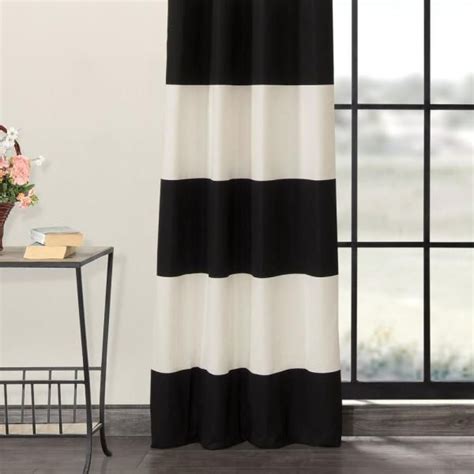 Exclusive Fabrics And Furnishings Onyx Blackoff White Striped Grommet