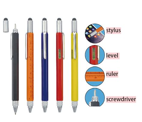Multi Function Ballpoint Tool Pen With Dividing Ruler Level Stylus
