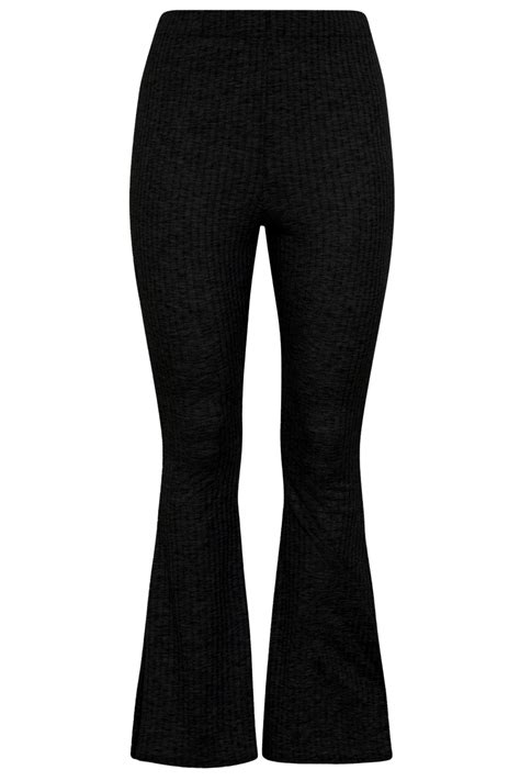 Black Ribbed Flare Leggings Yours Clothing