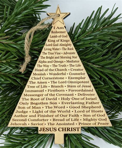 Wood Christmas Tree Ornament Names Of Christ Christmas Etsy