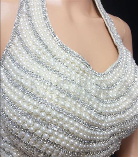 White Pearl And Diamond Halter Neck Blouse Readymade Blouses Designer Collection