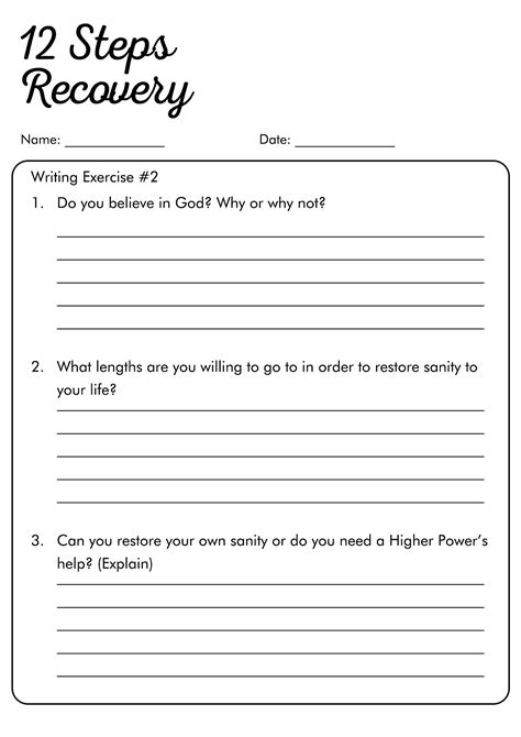 Alcoholics Anonymous Step 3 Worksheet
