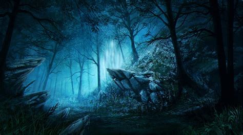 Image Forest Lovely Beautiful Magical Tree Blue Dark Fantasy