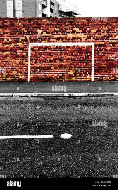 Goal Painted On Brick Wall In Liverpool Stock Photo Alamy