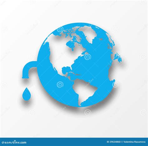 Vector Blue Earth Globe With Drop Of Water Stock Photo Image 29634860