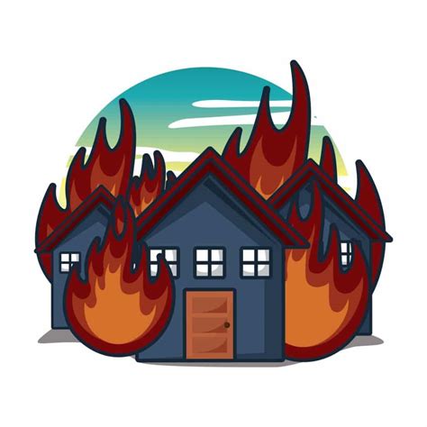 Cartoon Icon Of House Burning With Flames Mychargeback