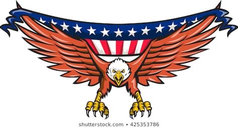 Illustration American Bald Eagle Flying Swooping เวกเตอร์สต็อก ปลอด
