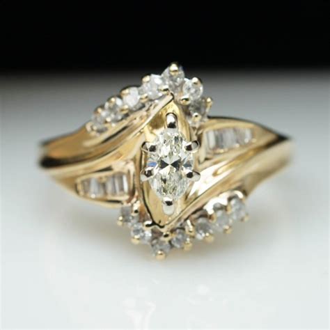 Vintage Ct Marquise Cut Diamond Engagement Ring K Yellow Gold