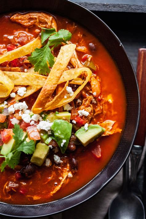 Layer chicken breasts, cream cheese, taco seasoning, garlic, ancho chile powder, salt, rotel, onion, cilantro, and then pour in broth. Chicken Tortilla Soup With Salsa And Homemade Tortillas ...