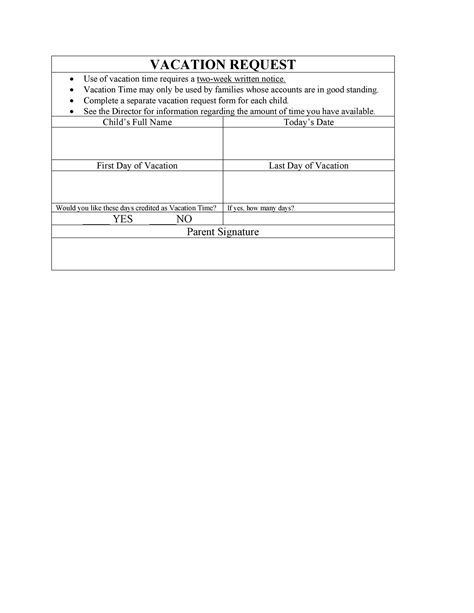 Professional Employee Vacation Request Forms Word Templatelab