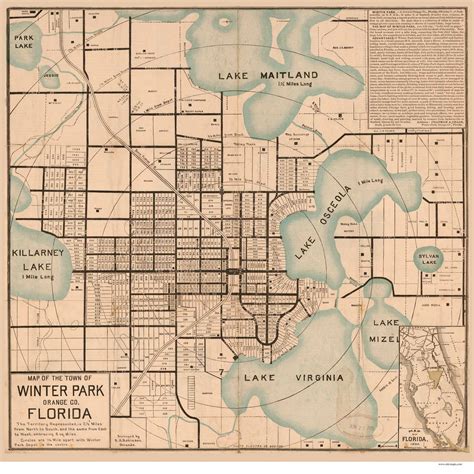 Winter Park 1885 Old Map Reprint Florida Cities Old Maps