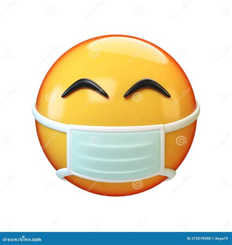 Face Mask Emoticon On White Background 3d Rendering Stock Illustration