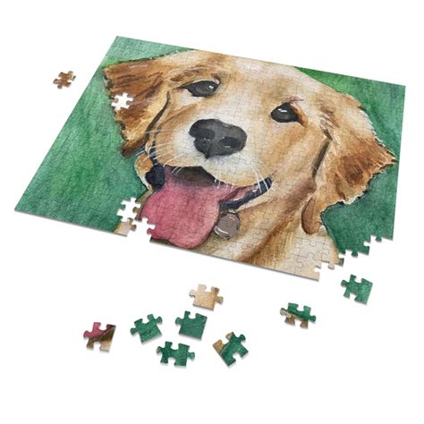 Golden Retriever Jigsaw Puzzle Golden Retriever Dog Painting Etsy