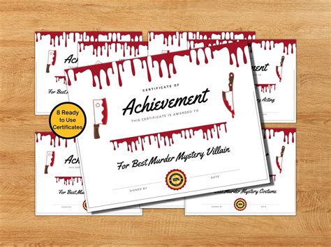 Murder Mystery Award Certificate Printable Certificate Of Etsy