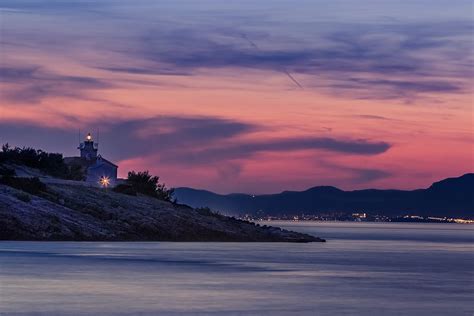 Brač Island Croatia Lighthouse Landscape Sunset Adriatic Sea Sky