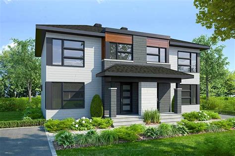 Plan 22514dr Modern Duplex With Matching 3 Bed Units Modern Style
