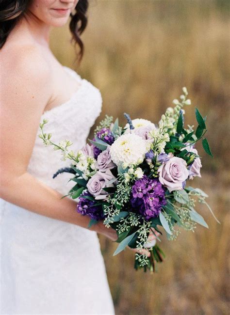 Purple Wedding Bouquet Idea Rustic Bouquet With Greenery Plum Sage Flowers Purple