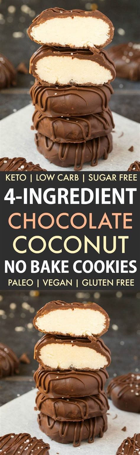4 Ingredient Paleo Vegan Chocolate Coconut Cookies Keto Sugar Free