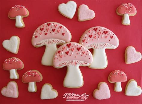 Valentine Mushrooms Mushroom Cookies Fancy Cookies Valentines Day