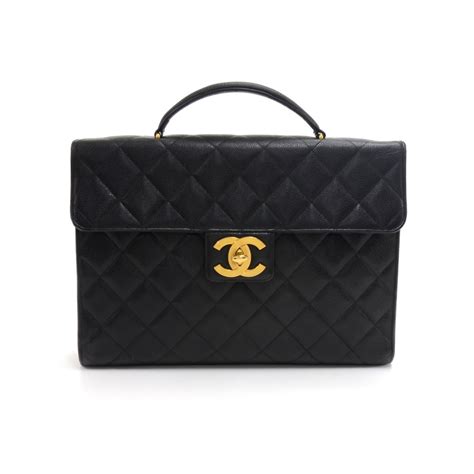Chanel Vintage Chanel Black Caviar Quilted Leather Briefcase