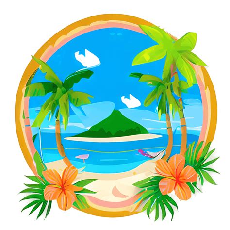 Tropical Island Paradise Graphic · Creative Fabrica