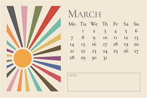 Aesthetic March 2022 Calendar Stok Vektör Sanatı And 2022‘nin Daha Fazla