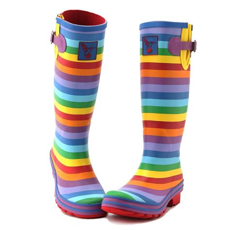 Evercreatures Womens Rainbow Rubber Rain Boots Wellies Funky Wellies