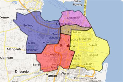 Kebijakan 'satu surabaya satu peta' adalah bagian dari program surabaya kota lengkap, kata kepala jika ada konflik pemanfaatan lahan, batas daerah dan/atau batas kepemilikan, akan bisa. Wilayah Yurisdiksi - Pengadilan Negeri Surabaya