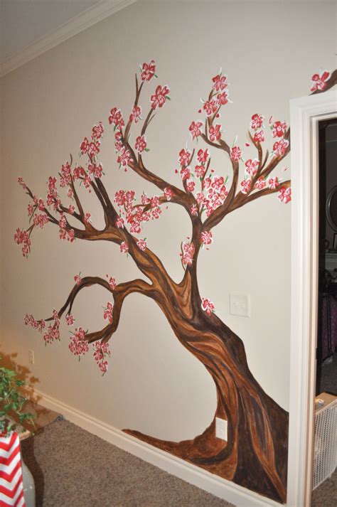 Cherry Blosson Tree In Living Room Mural By Sharon Mcbride Of All That