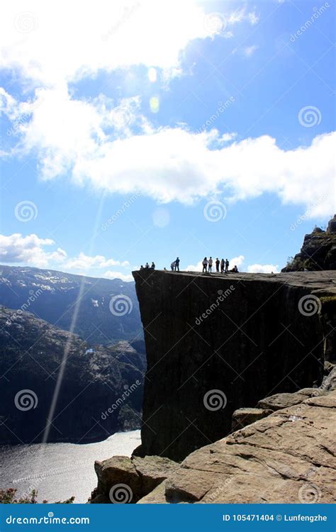 Preikestolen Der Kanzel Felsen Bei Lysefjord Norwegen Stockfoto Bild
