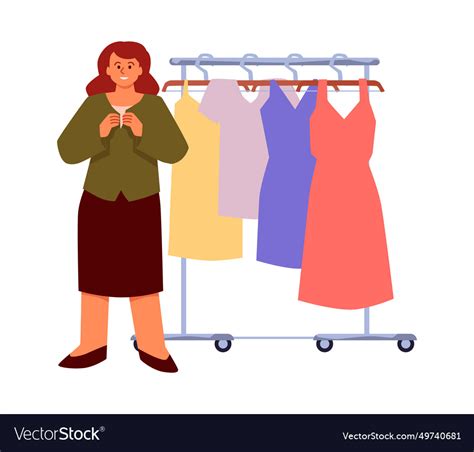 woman dressing and trying on clothes flat cartoon vector image