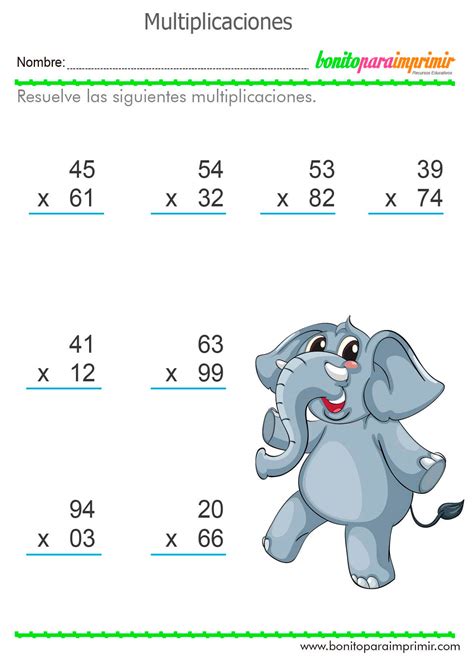 La Multiplicación Bonito Para Imprimir