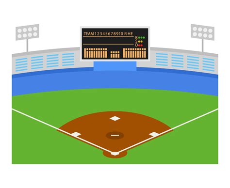 野球場とスコアボード（電光）のイラスト 無料のフリー素材 イラストエイト