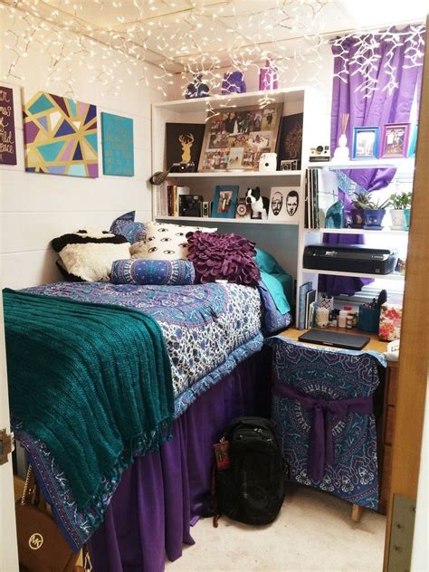 37 easy dorm room inspiration decor ideas purple dorm rooms college dorm room decor dorm